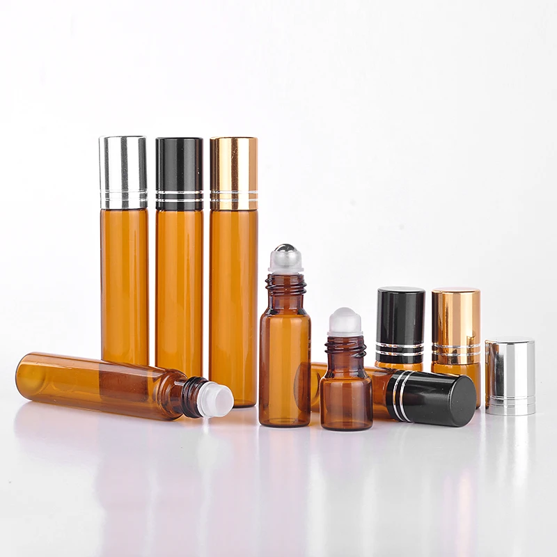 Wholesale 100 Pieces 5ML Mini Brown Glass Refillable Perfume Bottle With Aluminum Cap Empty Portable Essential Oils Case |