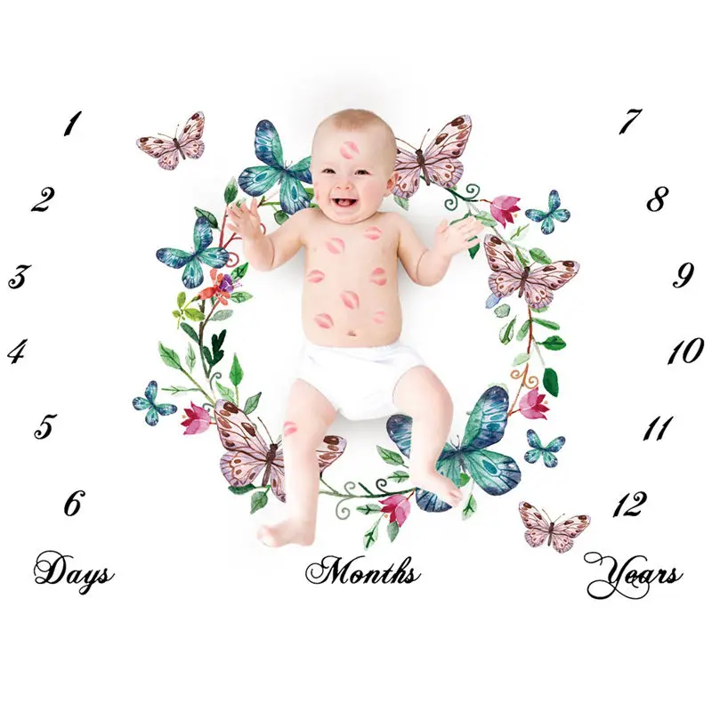 Bnaturalwell Woodland Bird Baby Milestone Blanket for Monthly Pictures Shower Gift Outdoor Milestones BC023S | Мать и ребенок
