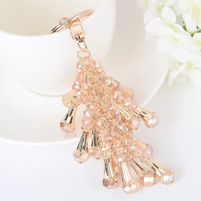 

Hot Sale Plastic Pearl Tassel Keychain For Women Bag Charm Womens Keyring llaveros mujer chaveiro porte cle chaveiros CH3519