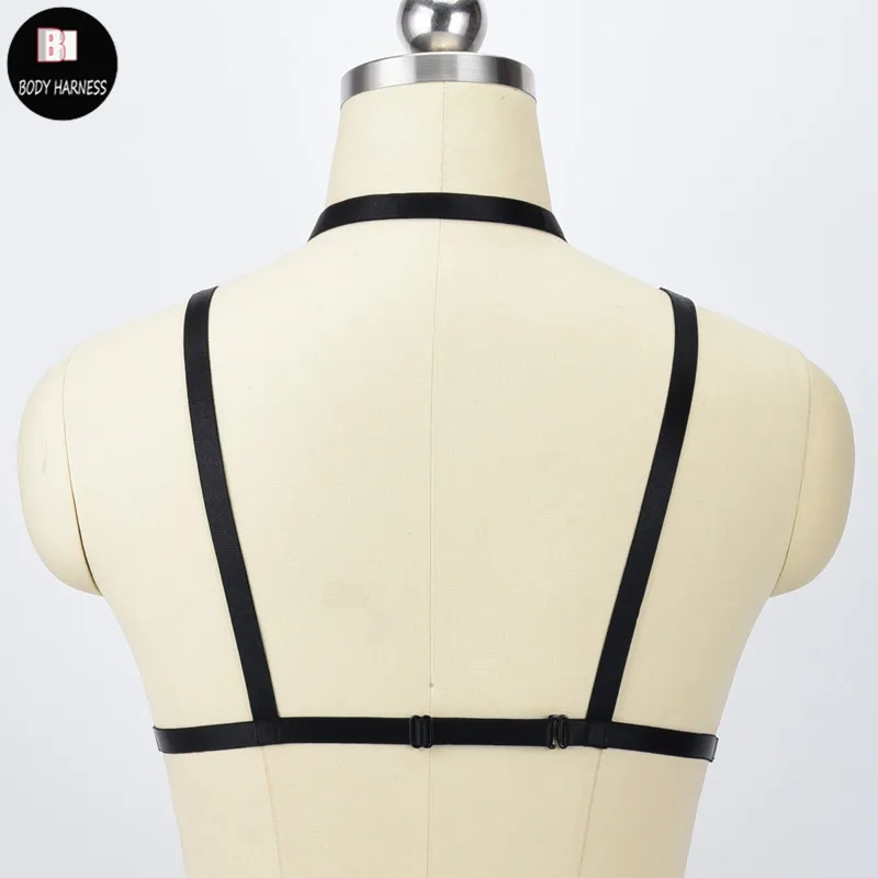 Сексуальный черный Регулируемый бюстгальтер в стиле Фетиш с открытой грудью для