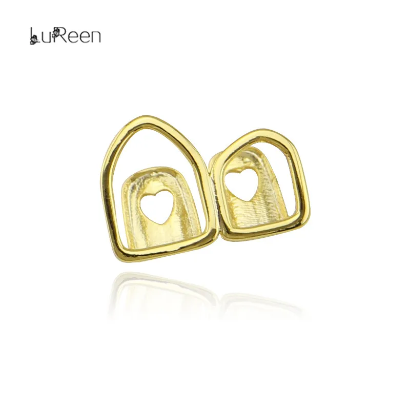 LuReen золотые зубы Grillz верхние и нижние хип-хоп грили стоматологические полые открытые двойные зубные колпачки украшения для зубов вечерние XHYT1061