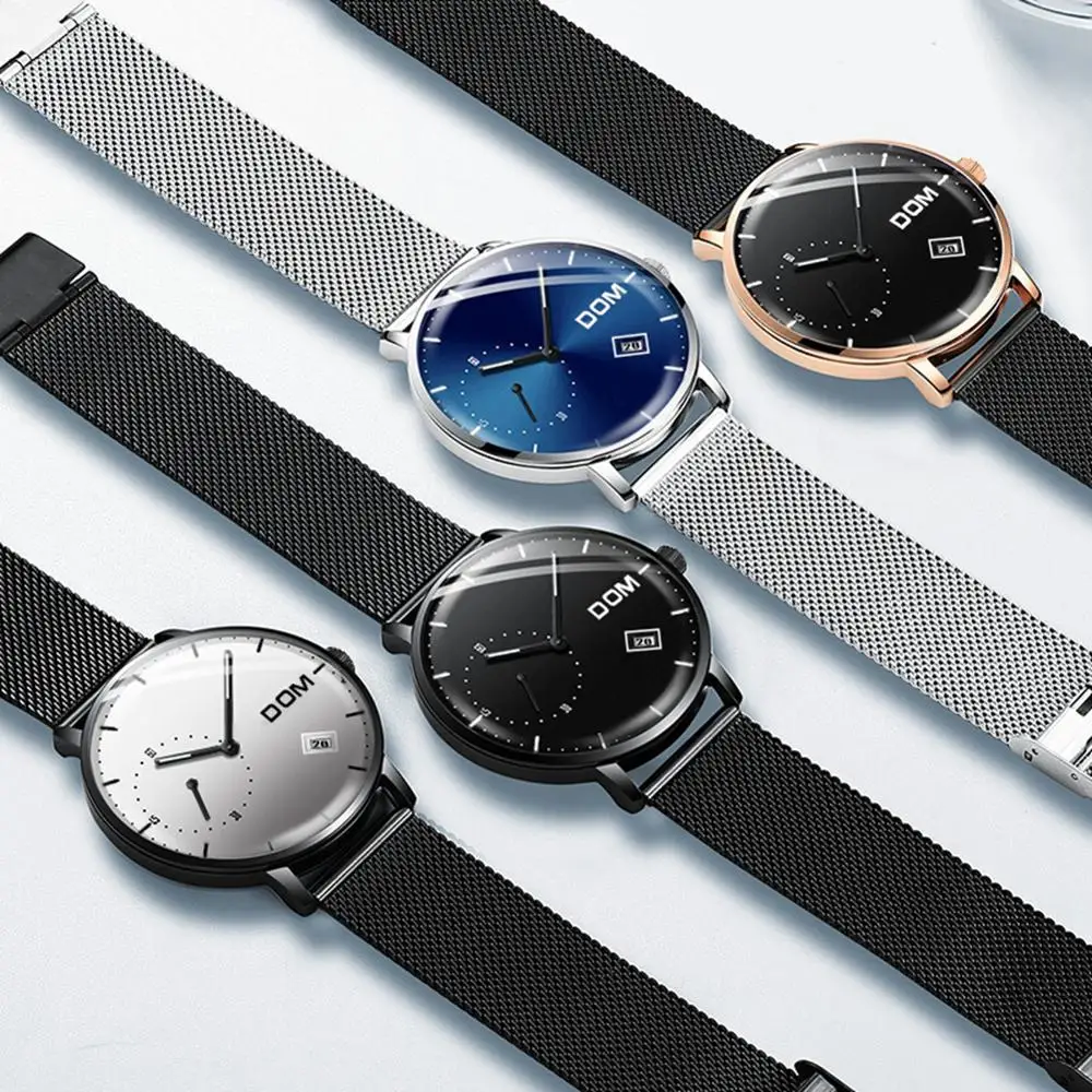Мужские наручные часы reloj hombre водонепроницаемые с сетчатым ремешком