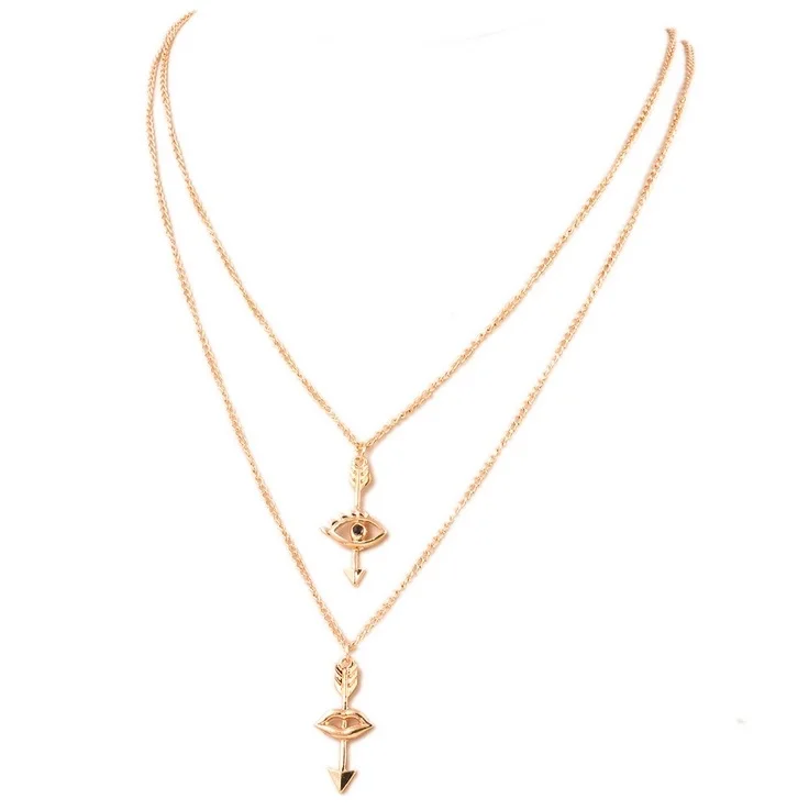 Лидер продаж 2016 года мульти Слои глаз в форме пера колье Цепочки и ожерелья Для