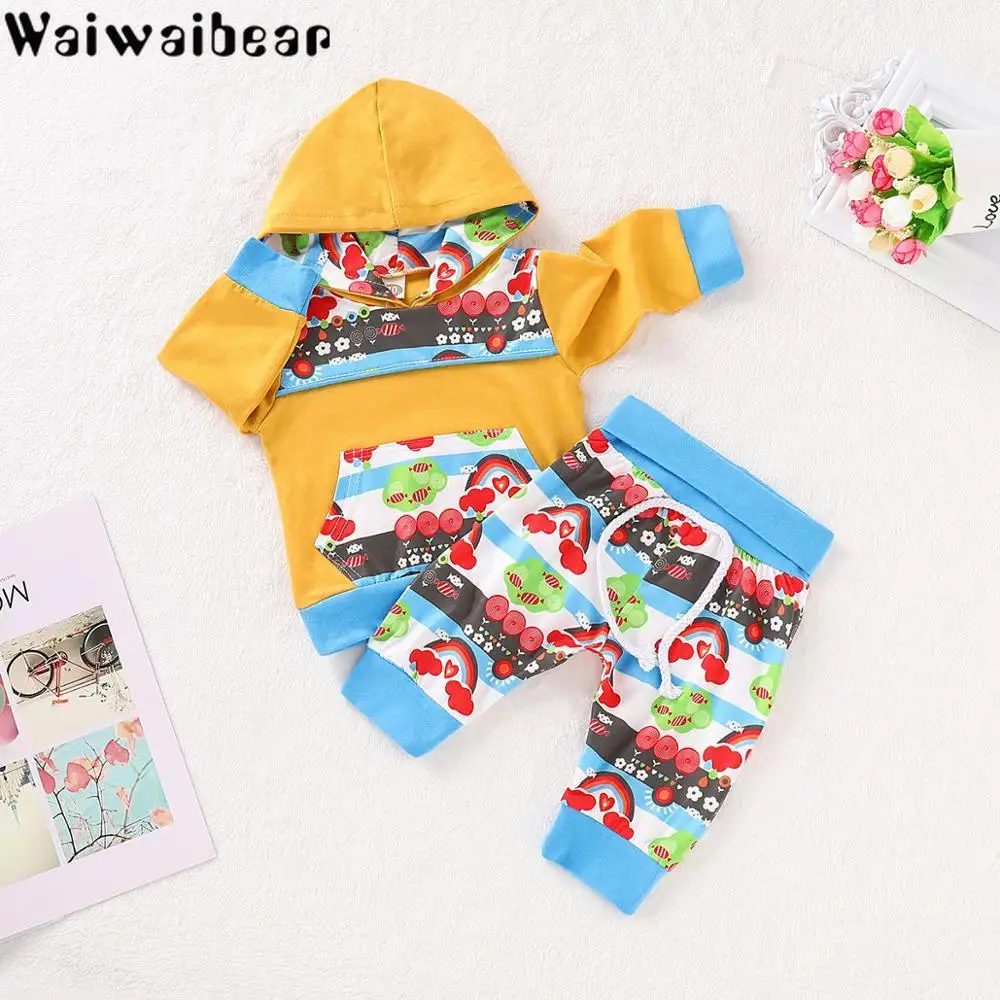 Весенние комплекты одежды Waiwaibear для маленьких мальчиков и девочек детские