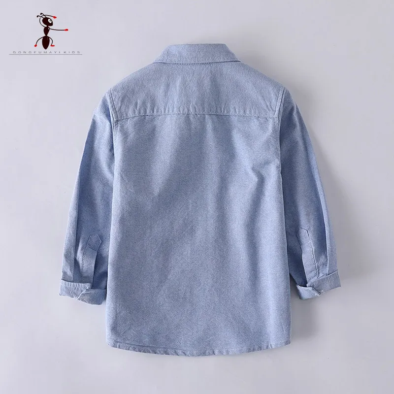 Kung Fu Ant Brand High Quality Children Boys Shirts European and American Style Solid 100% Cotton For 2-8year Kids Shirt |