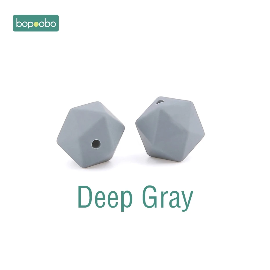 Deep Gray Bopoobo 10 шт. 14 мм шестигранные силиконовые бусины детский Прорезыватель экологичный BPA Бесплатно Детские Прорезыватели для прорезывания зубов, цепочки, бусины для малышей - Цвет: Deep Gray