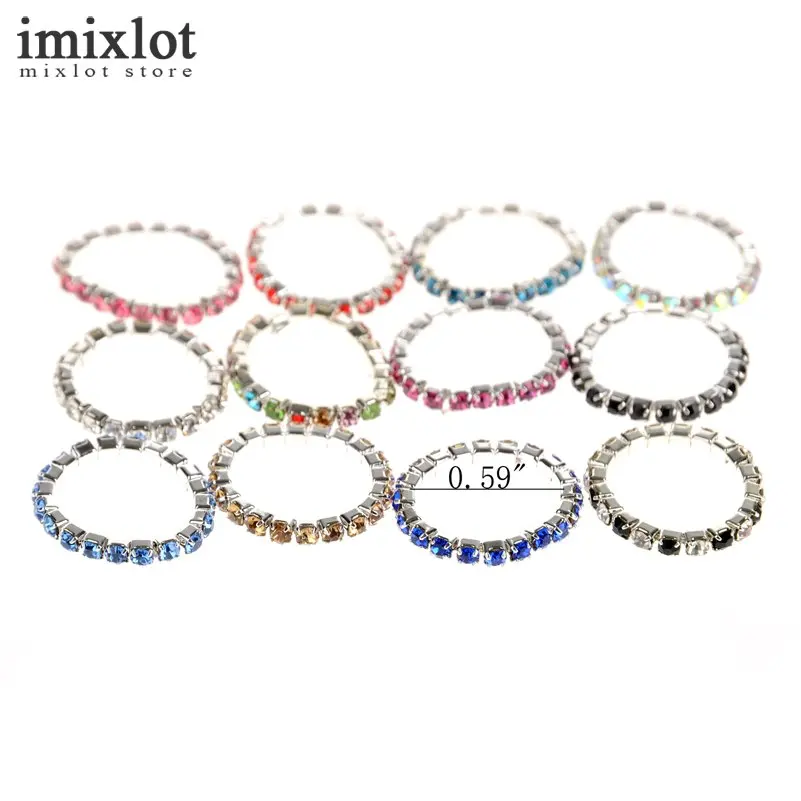 Imixlot 12 шт./лот Смешанная Кристалл Rhinestone палец Кольца для Для женщин Регулируемый