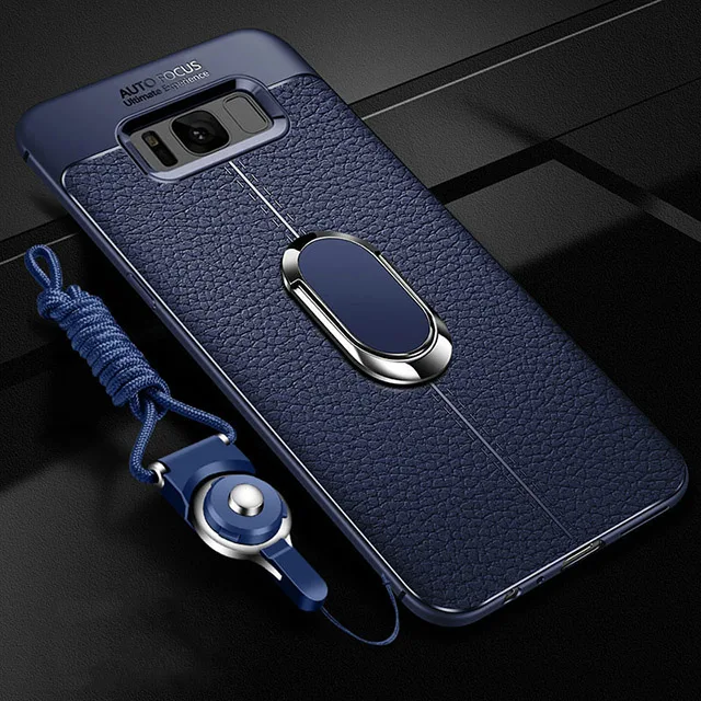 Blue Ikrsses для samsung Galaxy S10 Plus Note 9 автомобильный держатель Магнитный кронштейн Подставка палец кольцо TPU Cas для Galaxy S8 S9 Plus S10e бухта - Цвет: Blue