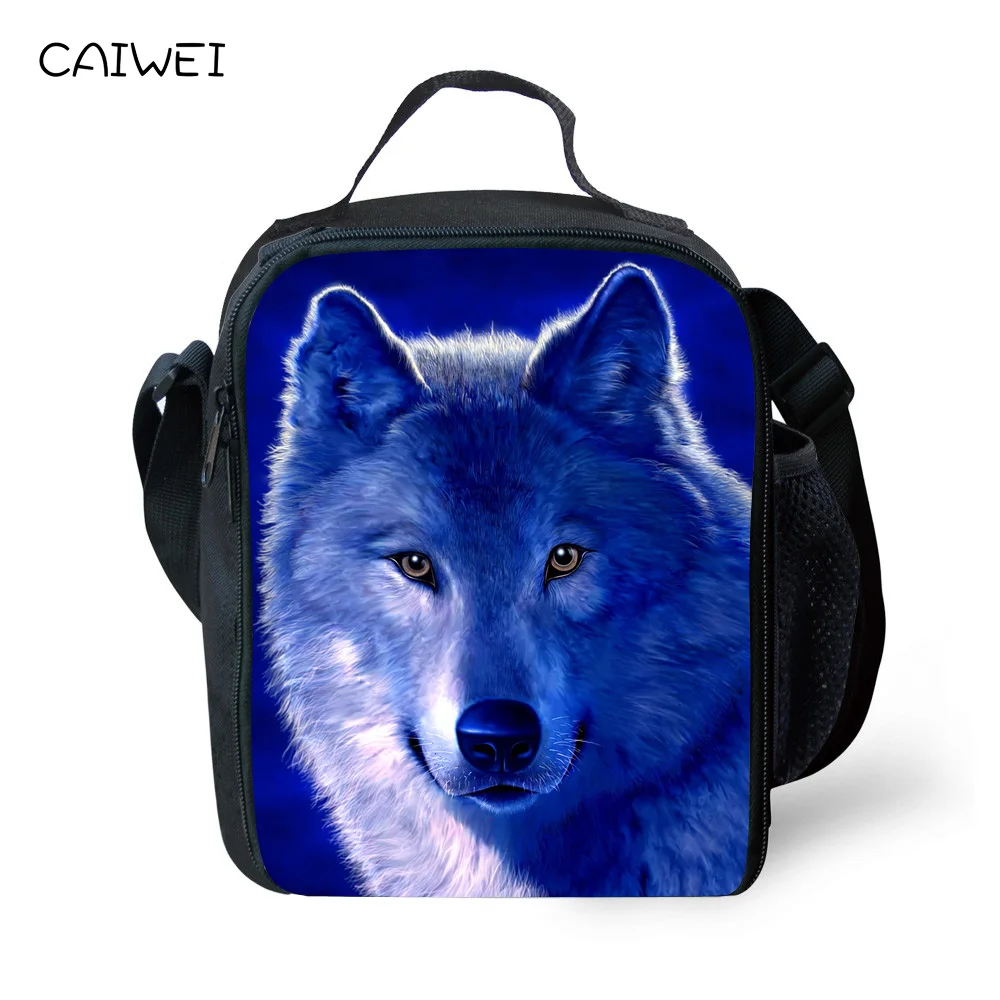 

Personalized Girls Boys Lunch Bag Office Women Men Insulated Lunchbag Animal Wolf Prints Kids Insulated Small Picnic Cooler Bag