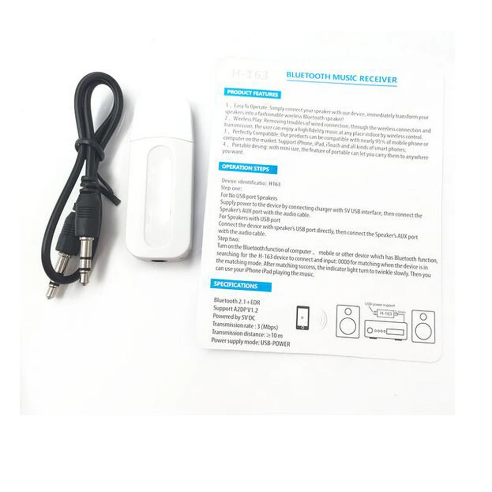 

50pcs USB Bluetooth AUX Wireless Car Audio Receiver A2DP Music Adapter for Android/IOS Smart Mobile Phone 3.5mm Jack