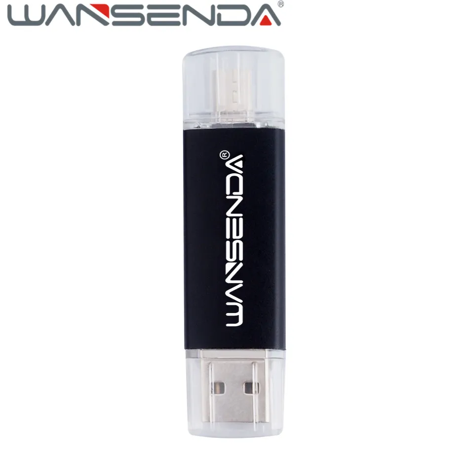 Черный Новинка, флеш-накопитель Wansenda OTG, 16 ГБ, USB флеш-накопитель, 64 ГБ, USB флешка, 32 ГБ, 8 ГБ, USB 2,0, флешка, 4 Гб, USB флеш-карта памяти для телефонов - Цвет: Черный