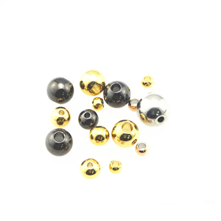 

SEA MEW 100 PCS 2/2.5/3/4/5/6/8/10/12mm Metal Stainless Steel Rose Gold Round Spacer Beads DIY Hole Beads For Jewelry Making