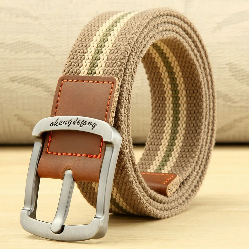 Deep khaki stripes MEDYLA холщовый ремень мужской и женский ремень с пряжкой Повседневный ремень для джинсов студенческий Молодежный пояс уличные ремни - Цвет: Deep khaki stripes