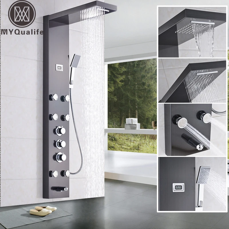 6 шт. термостатический смеситель Водопад с массажными насадками|shower panel|shower