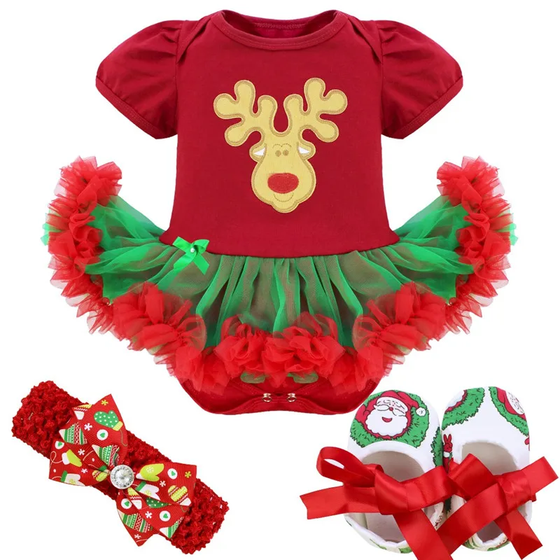 Детский Рождественский комбинезон для новорожденных девочек яркая одежда