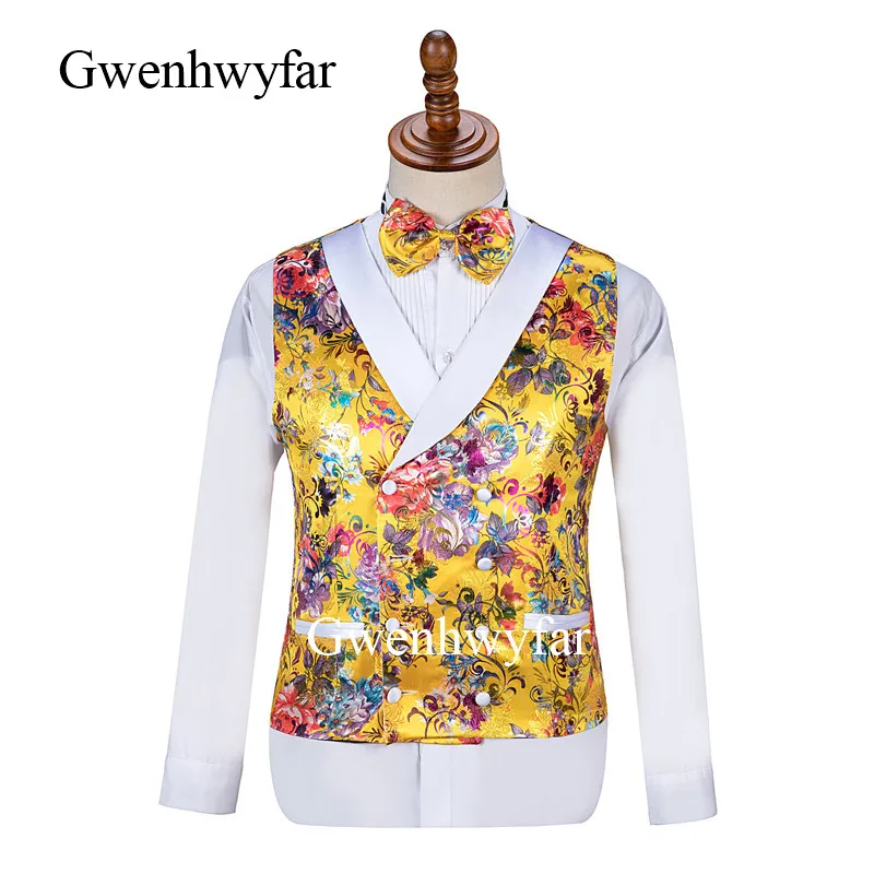 Gwenhwyfar Gold Men Suits Fashion Terno Masculino Tailor-Made Wedding Prom Party Formal Slim Fit (Coat Pant Vest Tie) | Мужская одежда