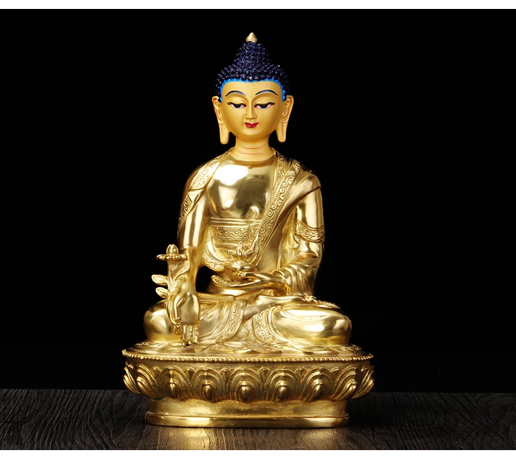 21CM large - TOP Good gilding Buddha brass statue HOME family effective protection Tibetan Nepal Guru Medicine buddha | Дом и сад