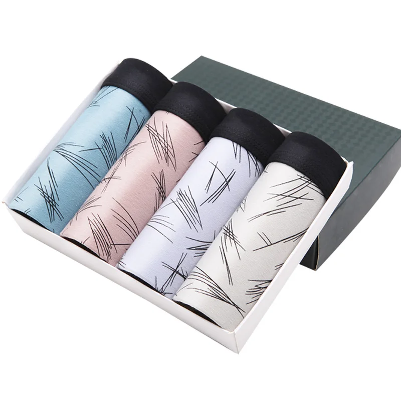 LANGSHA новые мужские боксеры 4 шт/партия нижнее белье трусы из мягкой ткани