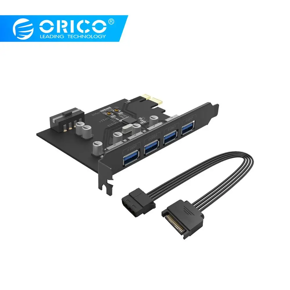 ORICO 4-Порты и разъёмы USB3.0 карта расширения PCI-E 3,0 адаптер USB 3,0 HUB расширитель PCI-E карта Поддержка Windows, Mac OS, Linux