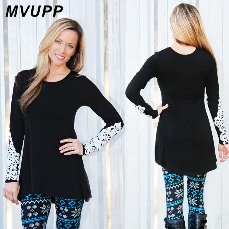 MVUPP платья для мамы и дочки Одинаковая одежда для семьи Красное и черное кружевное однотонное лоскутное платье с длинными рукавами для мамы и дочки топ-футболка