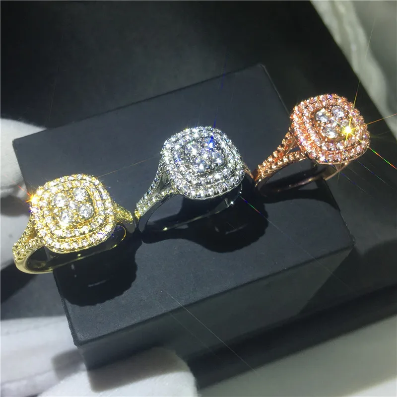 Sparkling Bohe Promise ring Round AAAAA Cz Stone 925 Silver Statement Party wedding band rings for women Bridal Finger Jewelry | Украшения