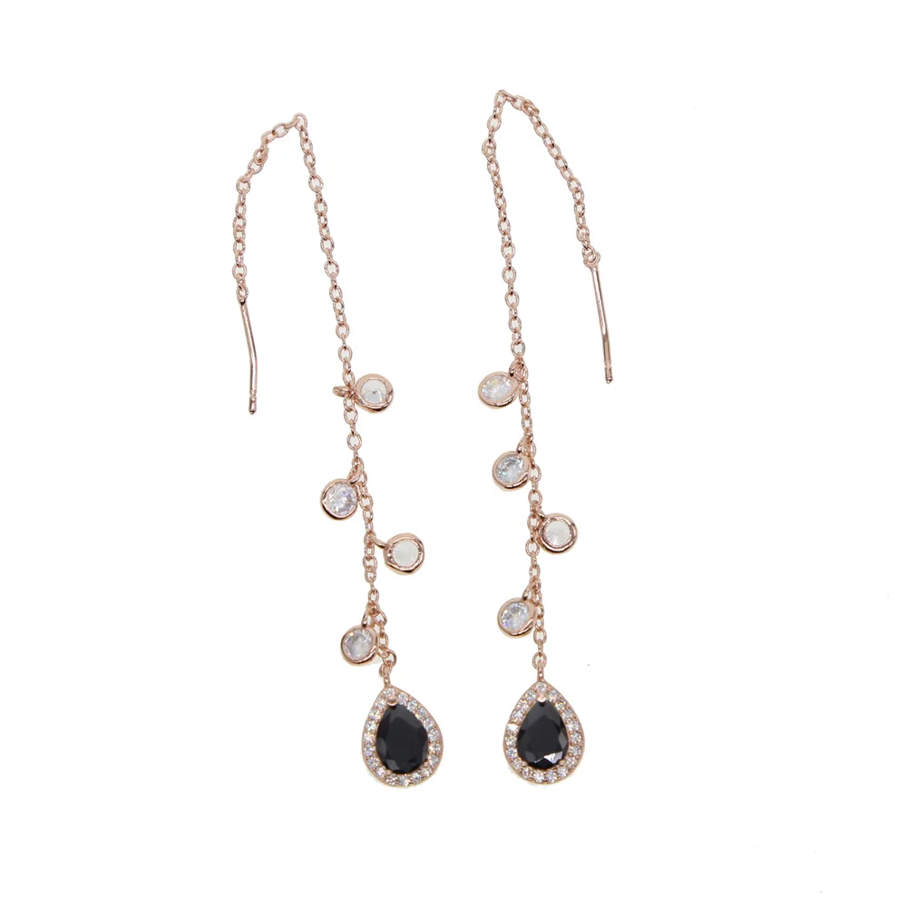 Высококачественные модные большие серьги с фианитами Серьги кисточки на цепочке