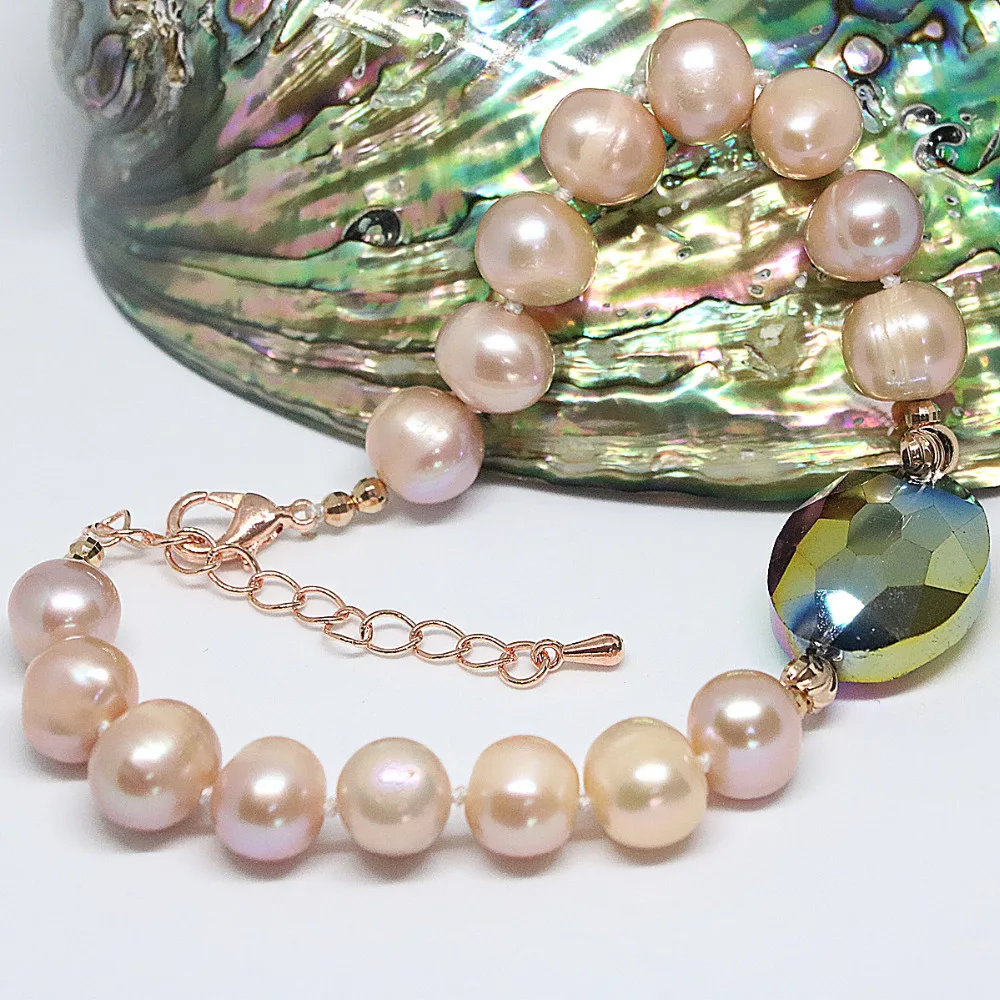 Амулеты подарок натуральный пресноводный оранжевый жемчуг браслет круглые