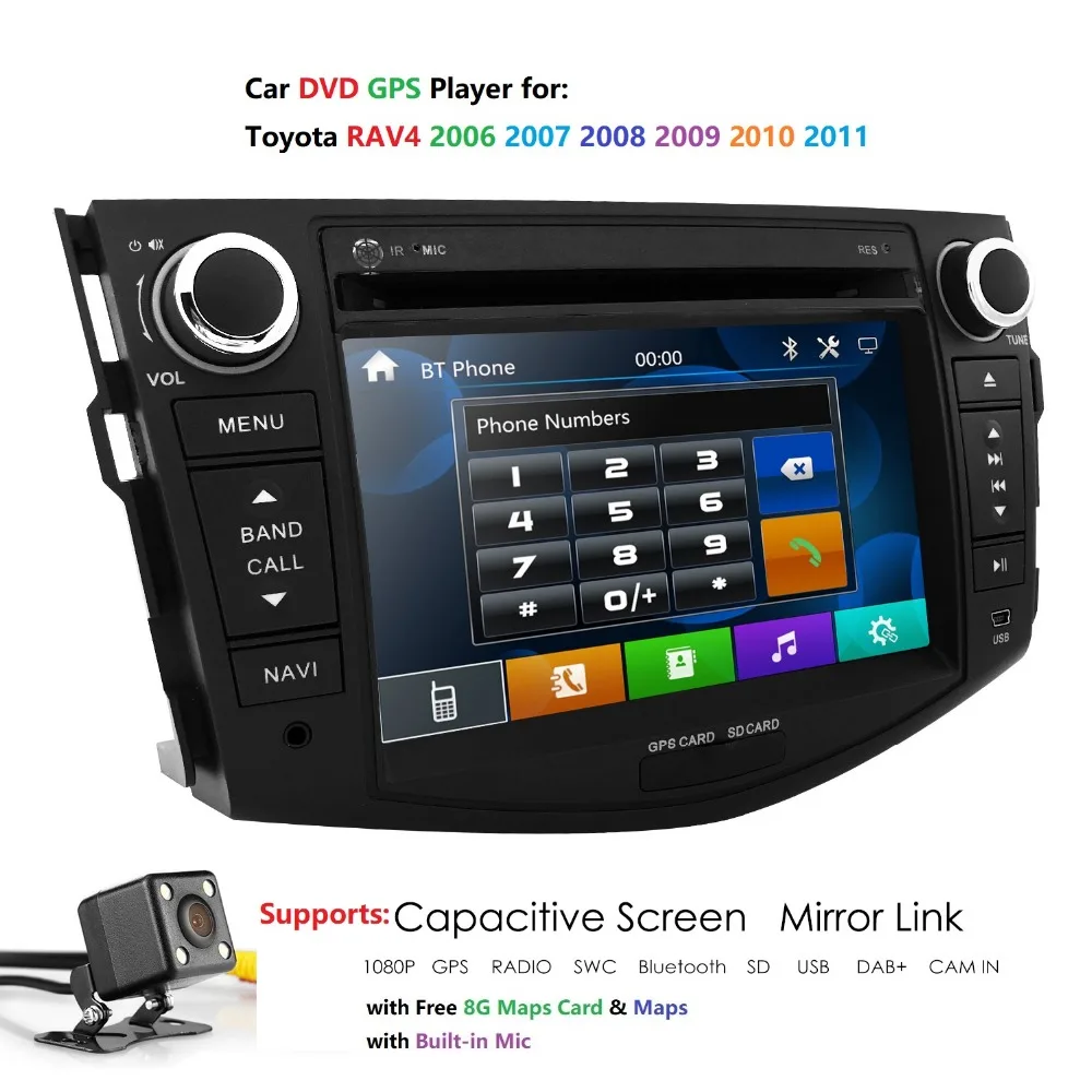 2 din автомобильный dvd-плеер для Toyota RAV4 Rav 4 2007 2008 2009 2010 2011 радио магнитола gps rds dab +