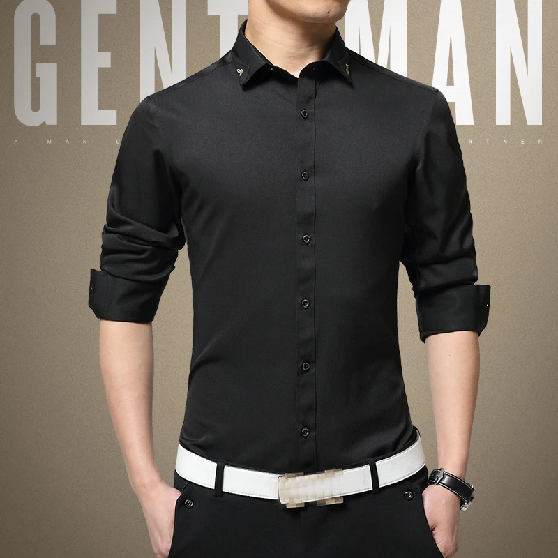 Новинка 2016 весенне осенние хлопковые + Шелковые Классические рубашки