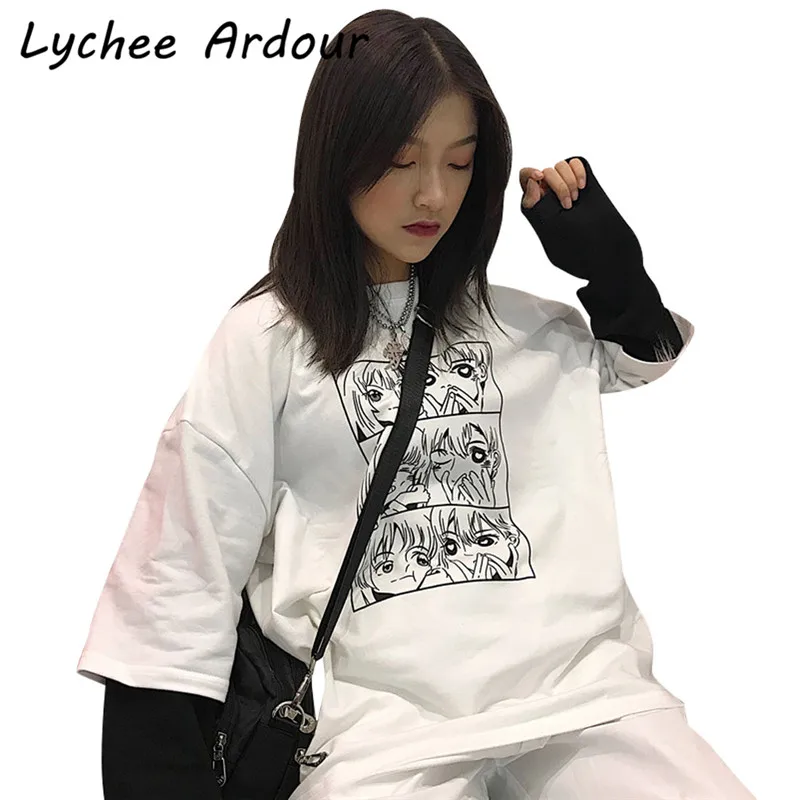 Lychee Ardour характер Лоскутная Толстовка с круглым вырезом и длинным рукавом