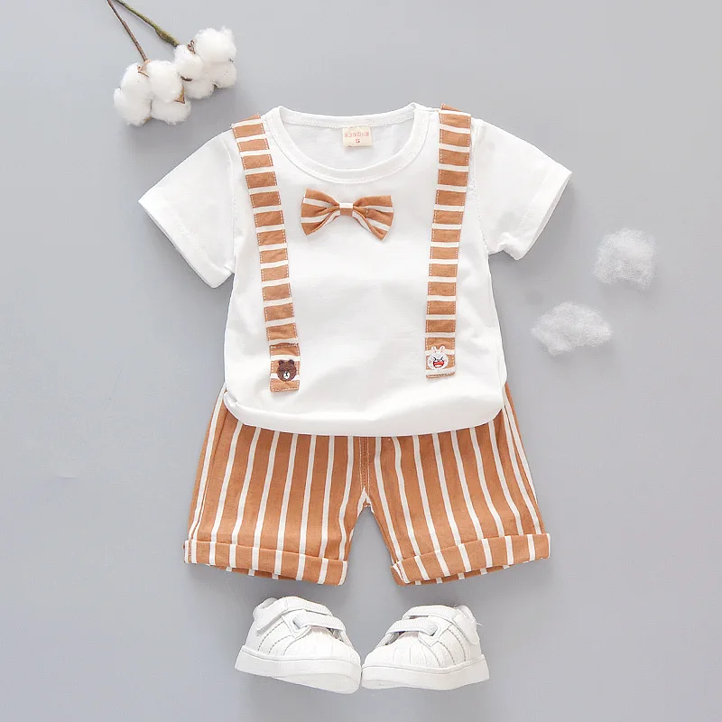 Одежда для мальчиков лето 2019 Детская футболка костюм из двух предметов хлопковая