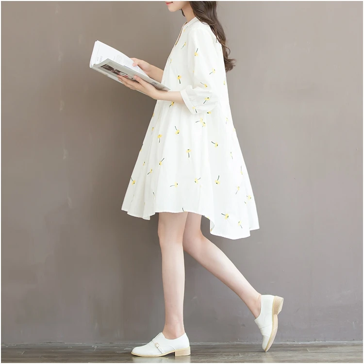 Dress Women Rushed Time-limited None Ukraine Women's Free Shipping 2019 Autumn College Wind Cotton And Embroidered Female | Женская