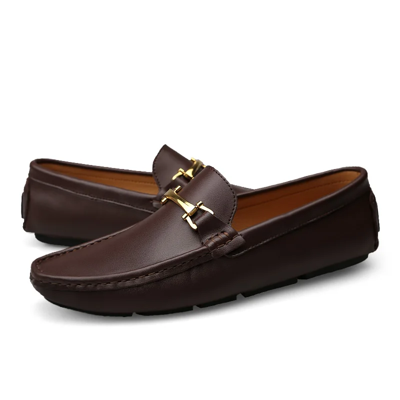 Men Brand Sneakers Leather Casual Slip on Man's Brown Black Driving Boat Shoes Comfortable Male Loafers Soft Spring Autumn | Обувь