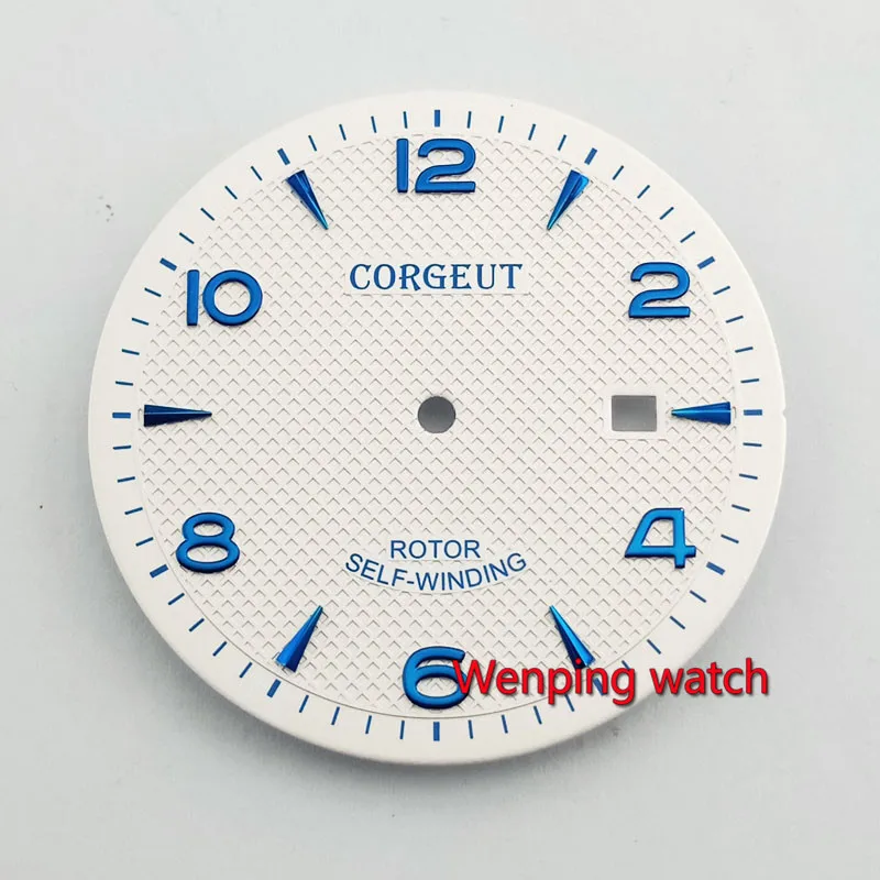 white with Corgeut Corgeut 35,6 мм черный белый циферблат с гвоздями eta 2836 2813 miyota 8215 механизм p806 - Цвет: white with Corgeut