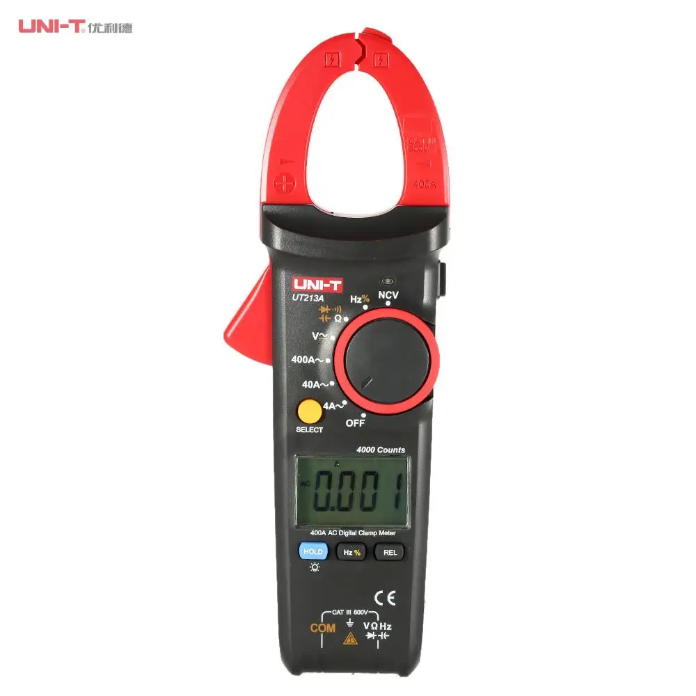 

UNI-T UT213A Handheld Digital LCD Clamp Meter Multimeter Voltage AC Current 400.0A Resistance Capacitance Meter