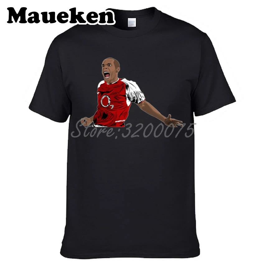 Мужская футболка с круглым вырезом Thierry Henry 14 France Legend The king of highbury W17062508 | одежда