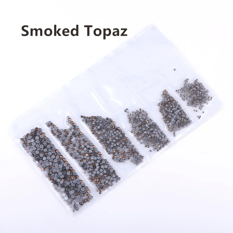 Smoked Topaz Ss3-ss30, смешанный размер, стразы, кристалл AB, 1700 шт./лот, горячая фиксация, стразы, для рукоделия, сумки, одежды, обуви, нейл-арта - Цвет: Smoked Topaz