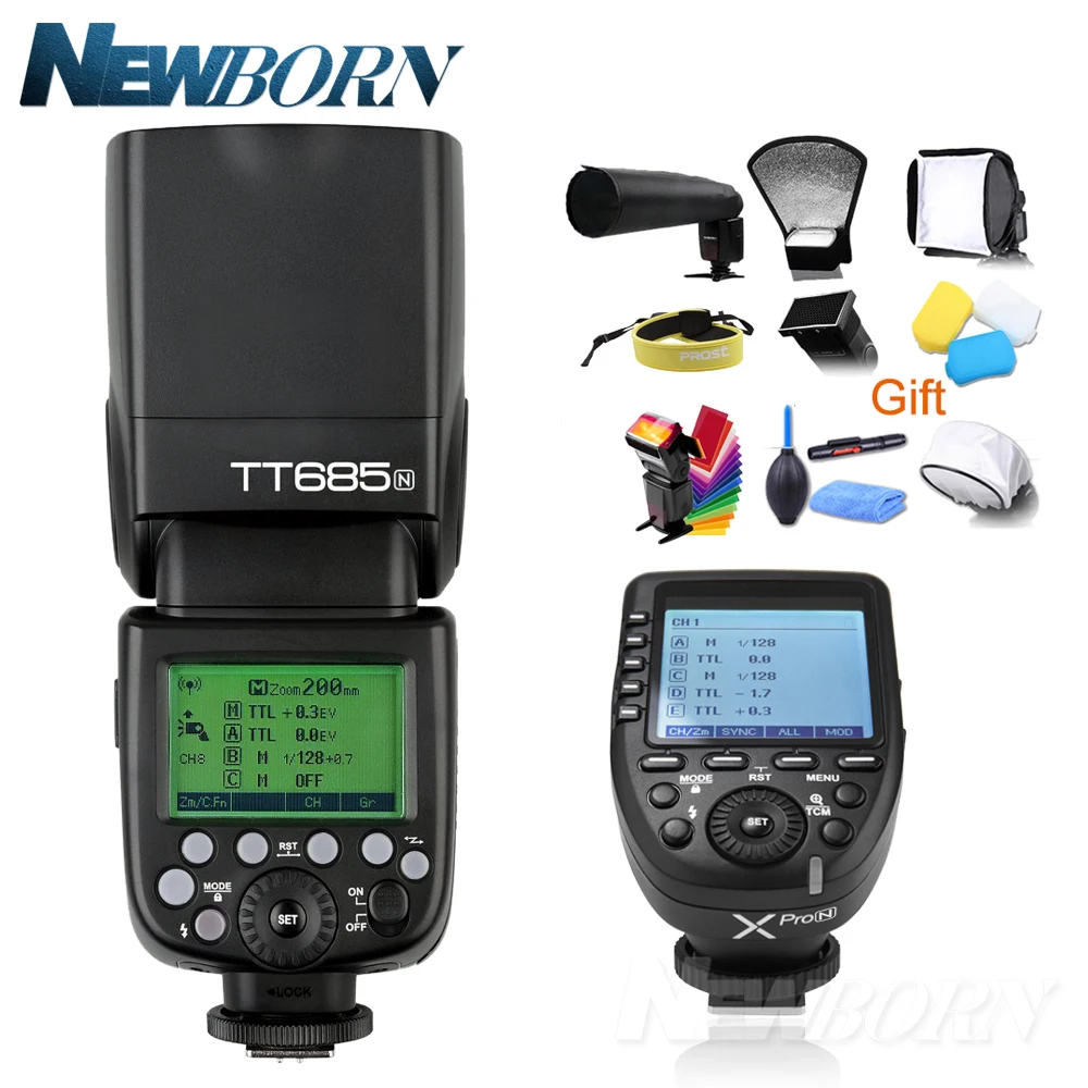 Вспышка для камеры Godox TT685N TTL 2 4 ГГц Высокая скорость 1/8000s GN60 + Xpro N беспроводной
