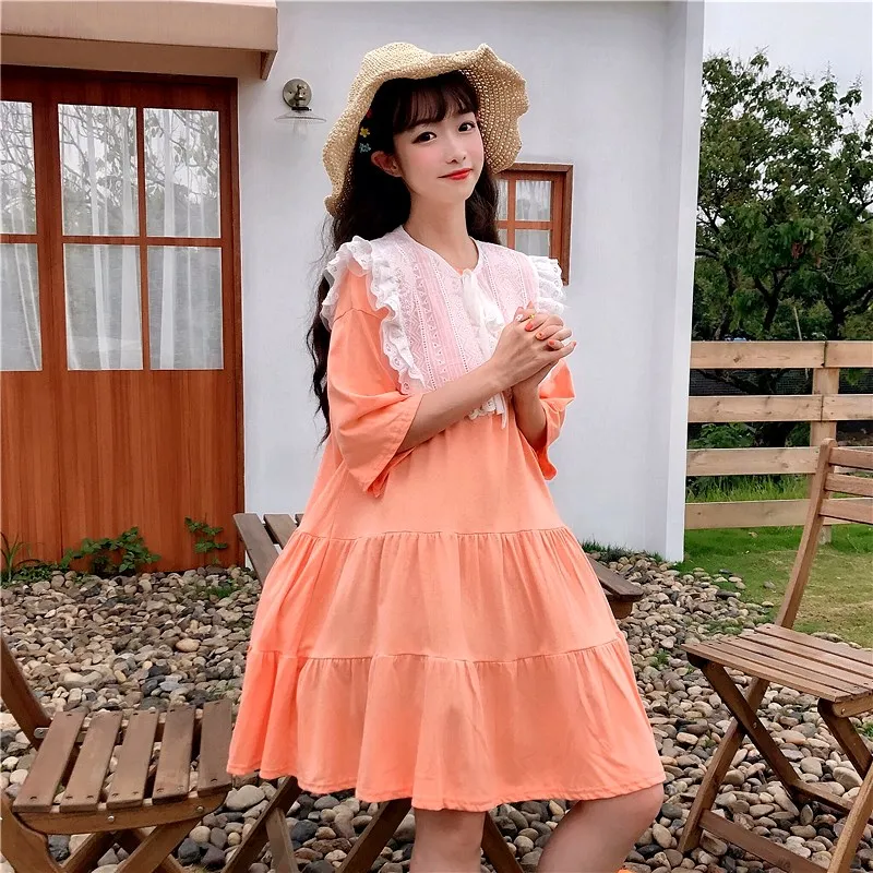 Vestido/милое женское летнее платье с большой вышивкой и оборками свободное