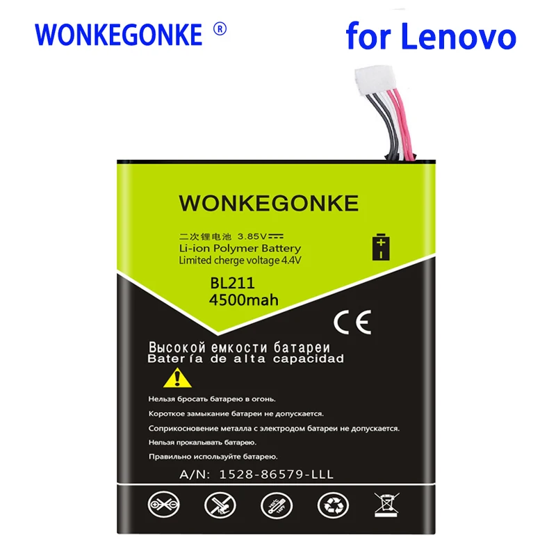 

Аккумулятор WONKEGONKE BL211, 4500 мАч, для Lenovo P780
