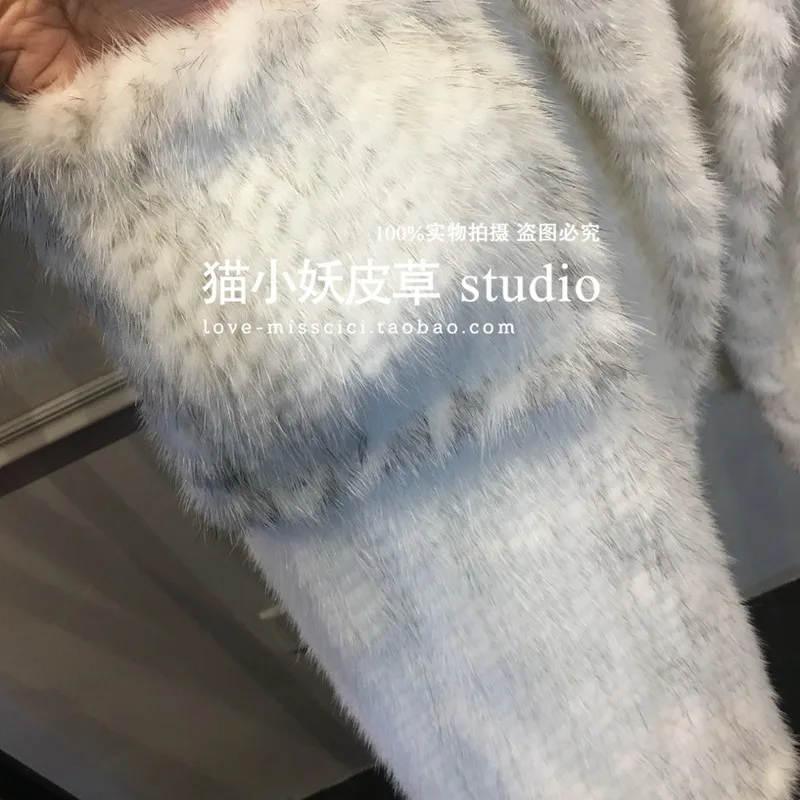 Импортное вязанное Норковое Пальто с отворотами большая свободная версия