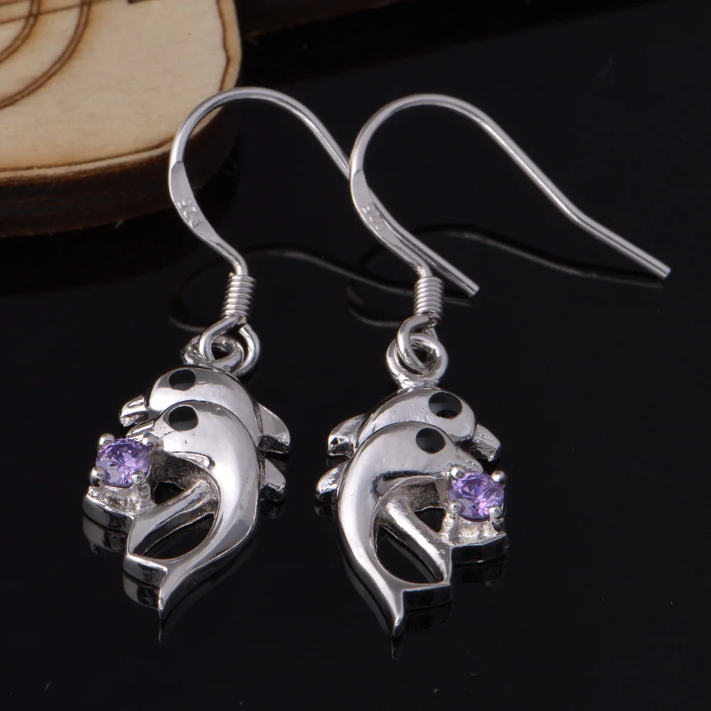 PM покрытие Дельфин ожерелье и серьги наборы стильный классический фиолетовый