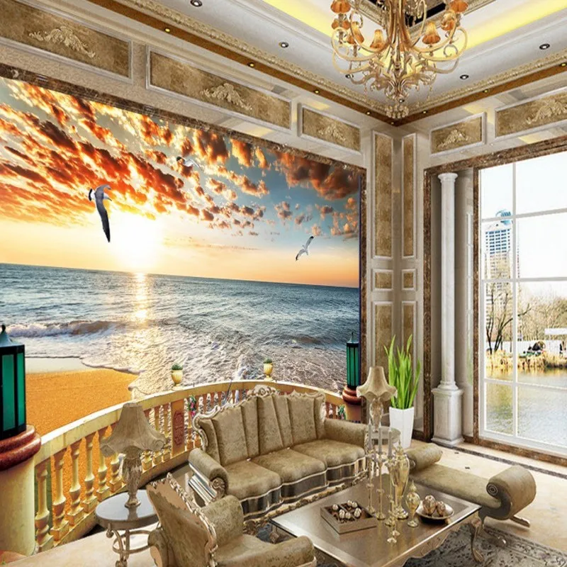 Дропшиппинг Коломак обои росписи морское побережье закат красивый пляж вид на