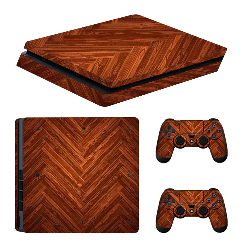 07 Деревянная консоль, кожный чехол для Playstation 4, тонкая консоль PS4, тонкая кожа, наклейки, контроллер, светодиодный, защитный - Цвет: 07