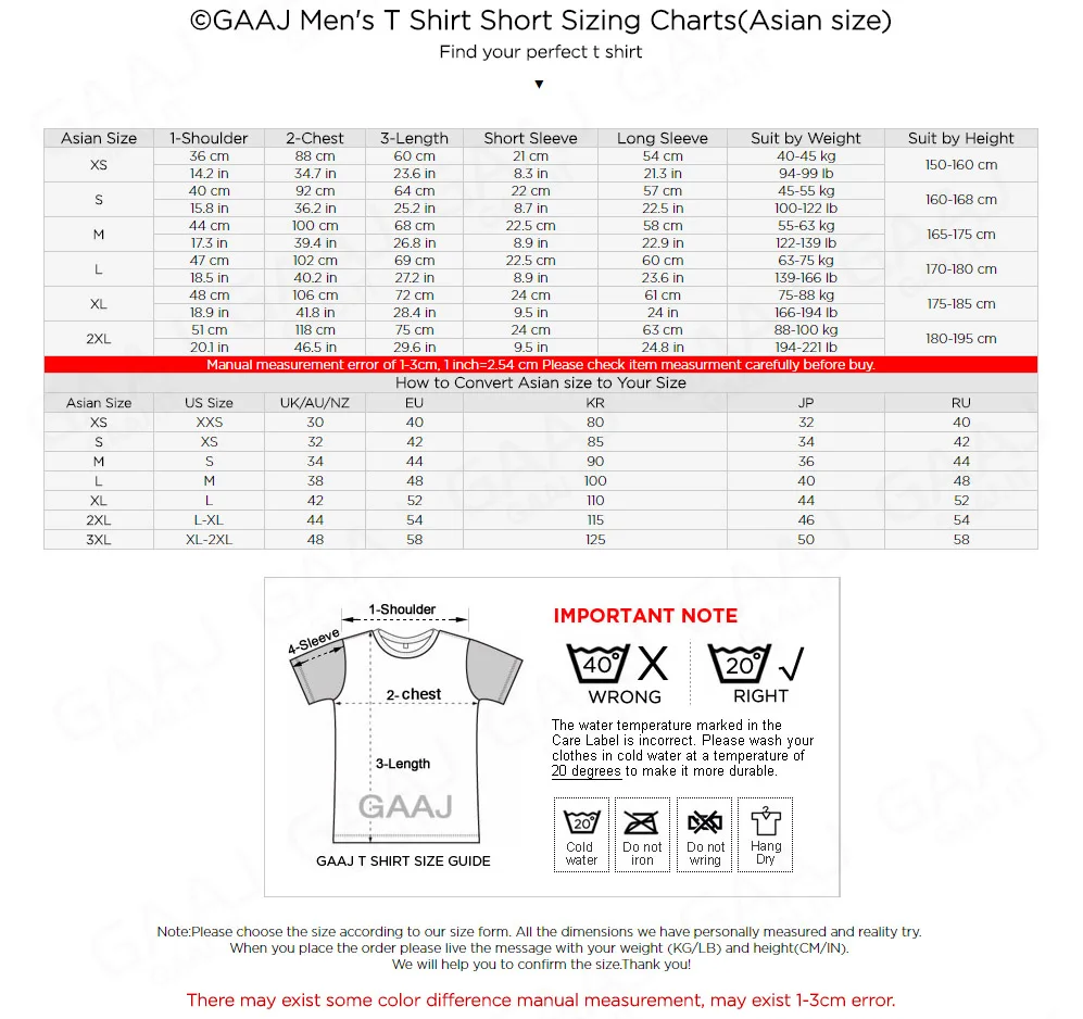 Мужская и женская футболка унисекс GAAJ Повседневная Длинная с рукавом три