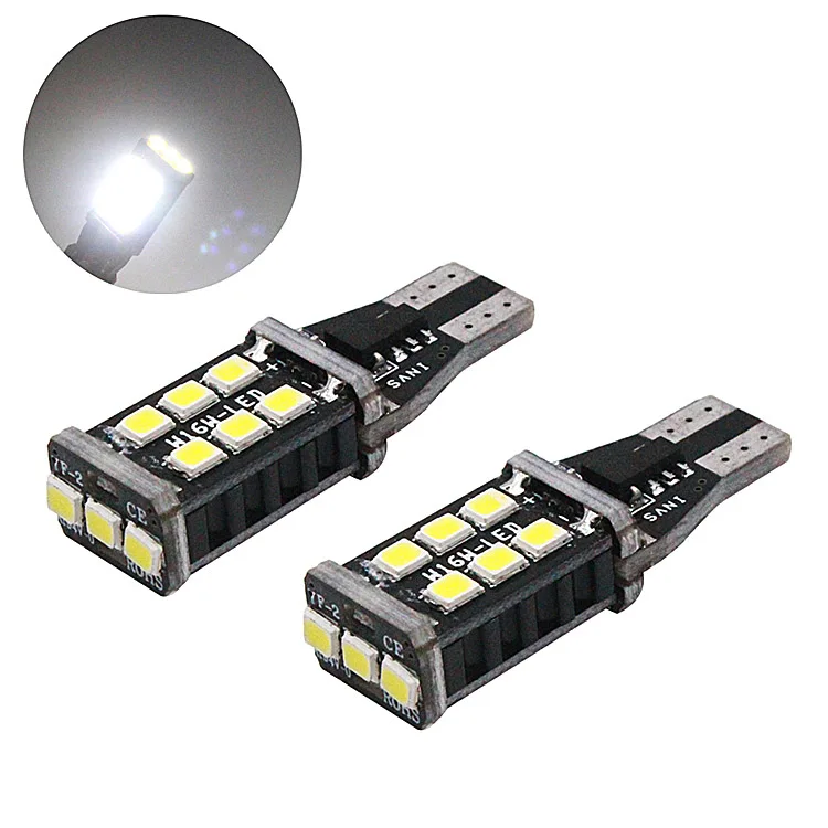 2PC Top Quality Extremely Bright High Power T15 W16W 15SMD LED Reverse Light Tail Lamp DC 12V Brake Parking Backup Bulbs | Автомобили и