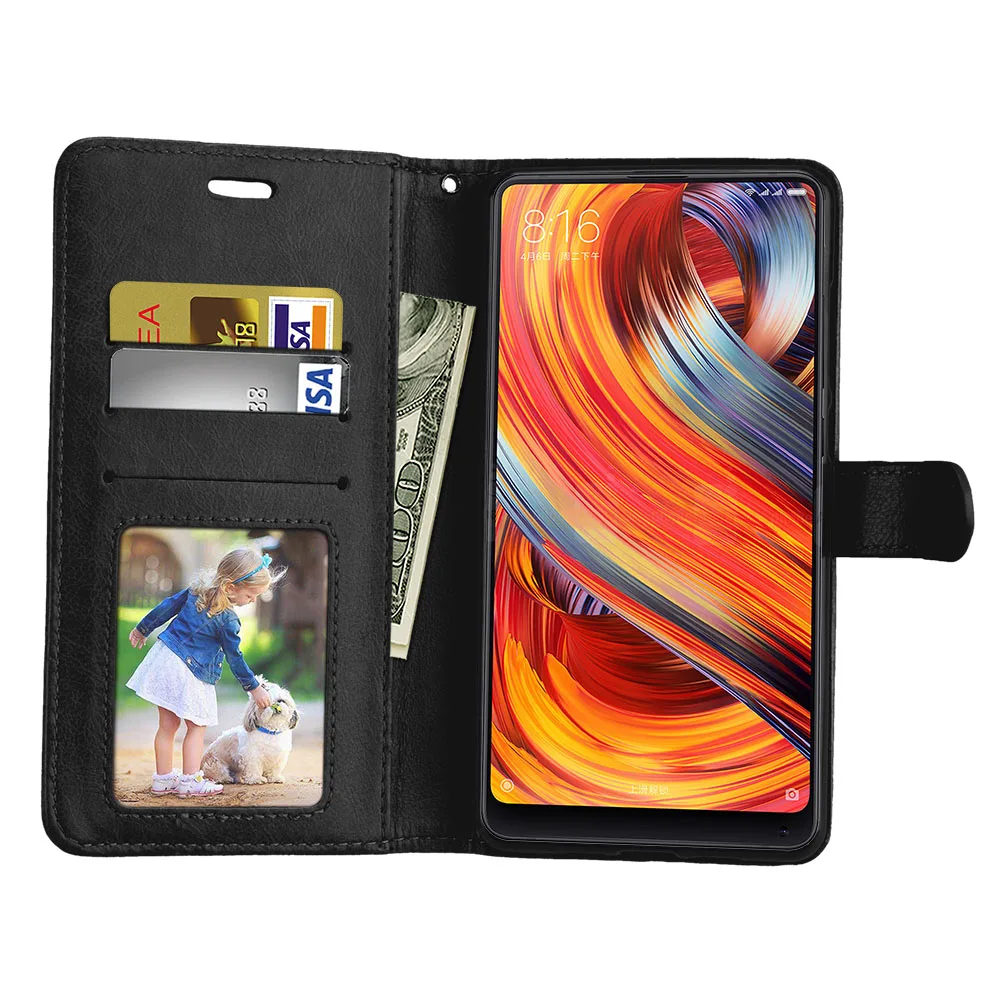 Чехол Кошелек с откидной крышкой из искусственной кожи для Xiaomi Mi Mix 2 Mix2 задняя