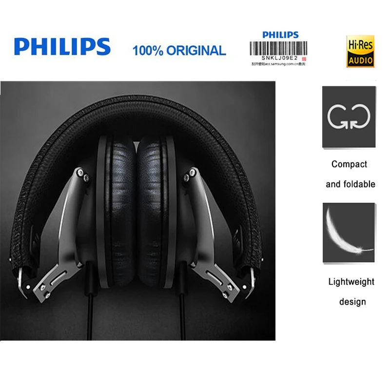 Philips SHL3565 Professional Bass Earphopne with Wire Control Noise Reduction Headband Style for Galaxy 8 Official Verification