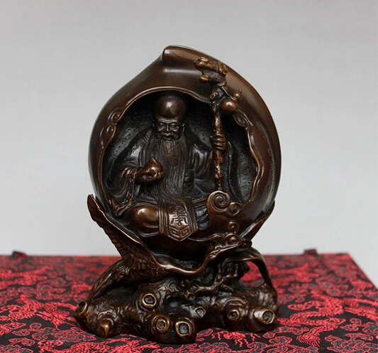 Фото 6 дюймов металлические изделия китайские медные РЕЗНЫЕ Бог долголетка статуя