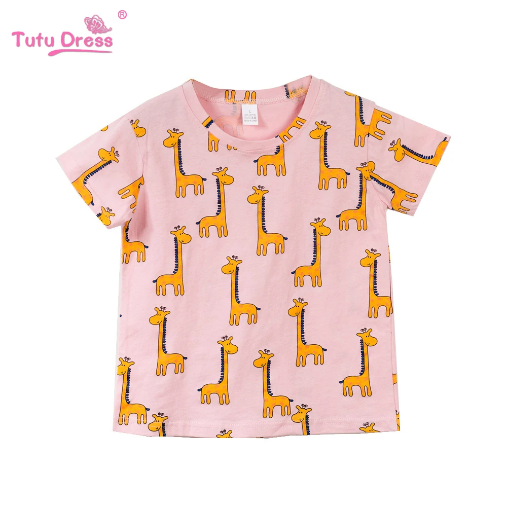 Летние топы с короткими рукавами для маленьких девочек и мальчиков Детские